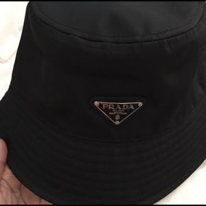 black nylon collection prada bucket hat